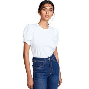 A.L.C. Kati Twist Puff Sleeve T-Shirt Tee White Sz. L